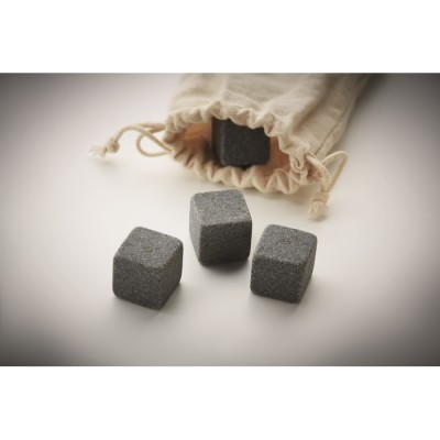 Set de 4 cubitos hielo de piedra reutilizable publicitario